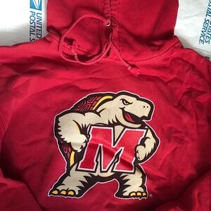 Men's Vintage Y2K Red Pullover Sweatshirt Hoodie Maryland Terrapins Sz Medium